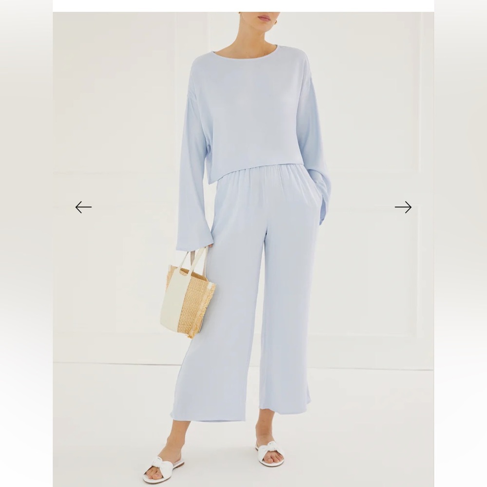 Something navy cropped long sleeve and pant set